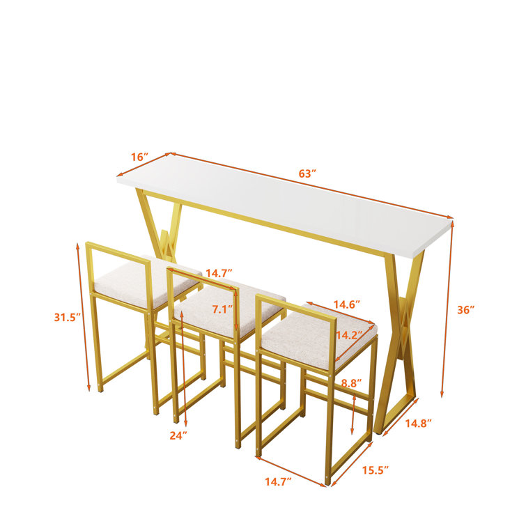 Everly Quinn Belizario 63'' Console Table and Stool Set Wayfair